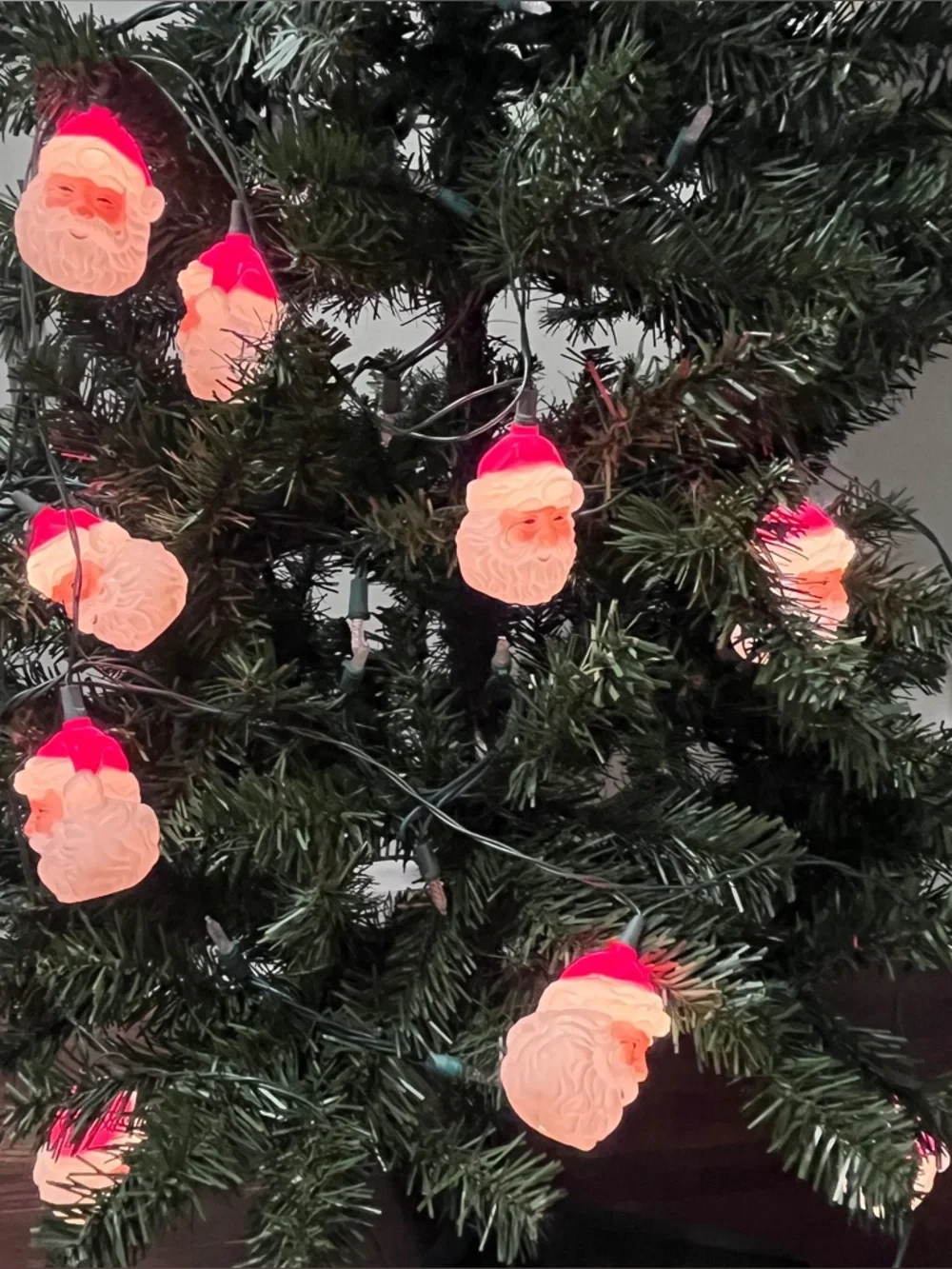 Santa Blow Mold String Lights 10 Lights Tested Works Vintage Christmas 10 ft